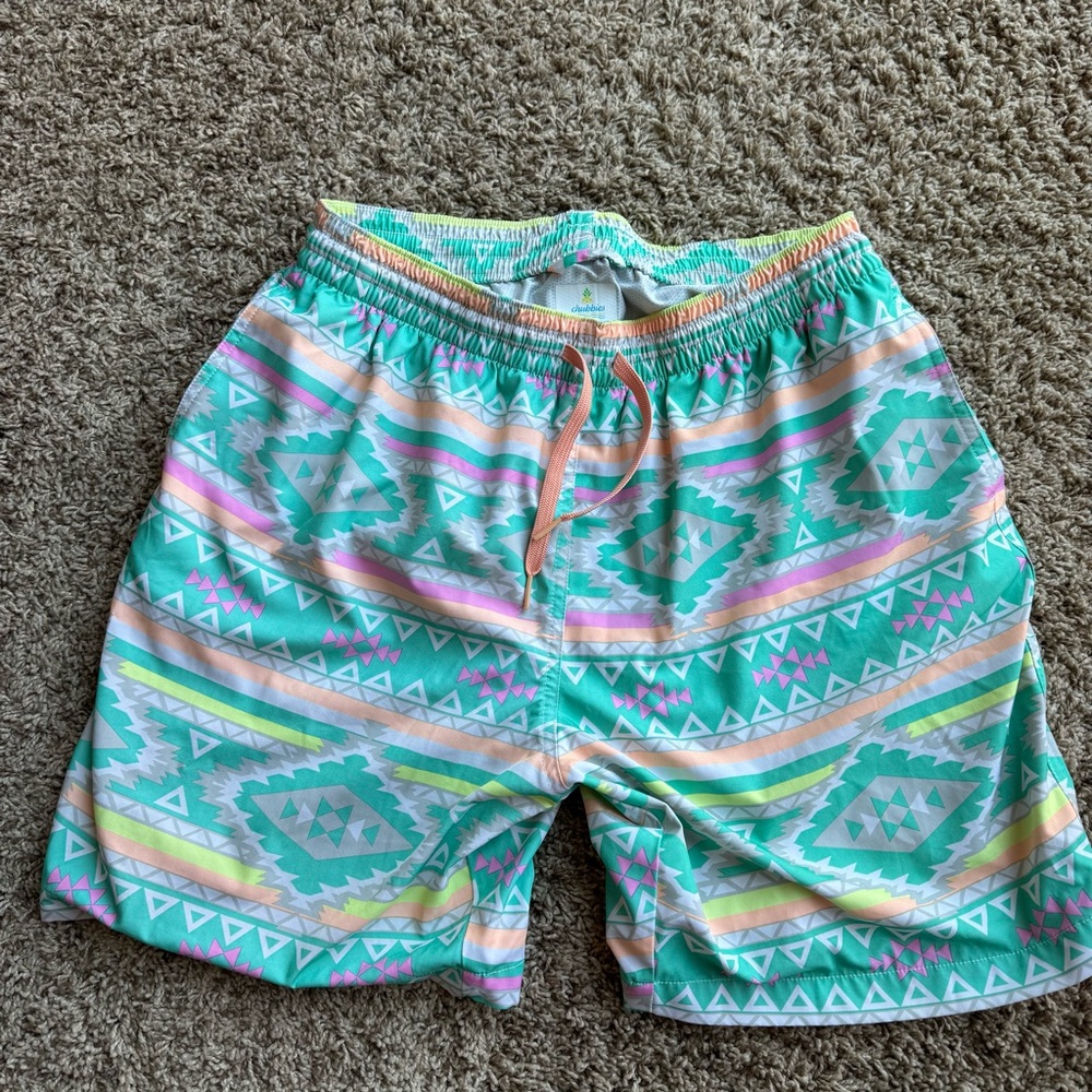 chubbies Mint & Pastel Aztec Swim Trunks